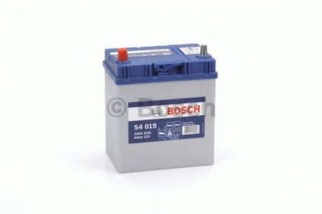 Аккумулятор   40Ah-12v BOSCH (S4019) (187x127x200), L, EN330 (Азия) тонк. клеммы Bosch - 0092S40190