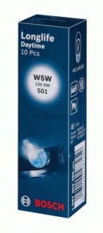 Лампа накаливания W5W 12V 5W W2, 1X9, 5d LONGLIFE DAYTIME (пр-во Bosch) BOSCH - 1 987 302 286