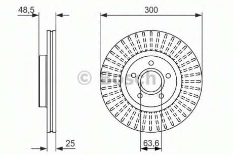 Тормозной диск передний FORD Focus C-MAX 1. 6, 1. 8TDCI 2. 0i (300*25) BOSCH 0 986 479 956 = 0 986 479 171 - 0986479956