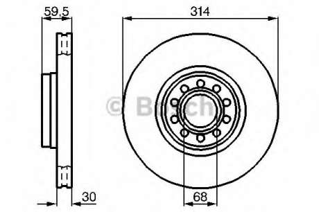 Тормозной диск передний (вентил. ) AUDI A6, A8 94-02 (314*30) BOSCH 0 986 478 617 - 0986478617