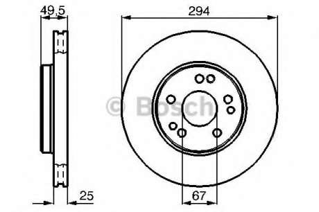 Тормозной диск передний DB W124, W461(G-klasse) BOSCH 0 986 478 428 - 0986478428