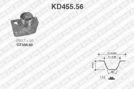 Рем. Комплект ГРМ: ремень + ролики SNR KD455. 56 - KD455.56 (NTN-SNR)
