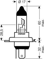 Автолампа Osram (H4 12V 60, 55W P43t) Osram - 64193NBU-01B