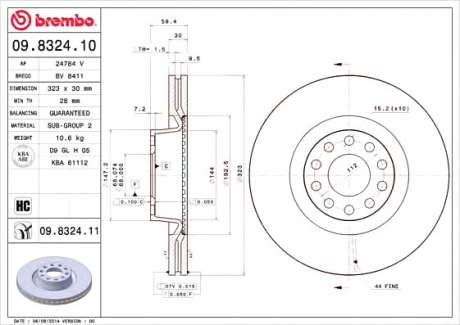 Тормозной диск Brembo Painted disk BREMBO - 09.8324.11