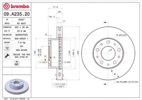 Тормозной диск Brembo BREMBO - 09.A235.20