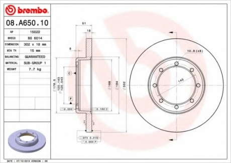Тормозной диск Brembo BREMBO - 08.A650.10