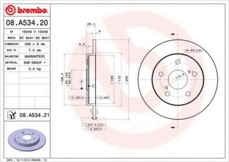 Тормозной диск Brembo BREMBO - 08.A534.20