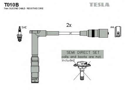 Кабель зажигания, к-кт TESLA MB 94-06 W202, W210, S210, C208, A208 1, 8; 2, 0; 2, 3 Vito, Sprinter VW LT 96- TESLA - T010B (Tesla)