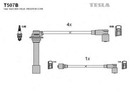 Кабель зажигания, к-кт TESLA Mazda 626 GD 2. 0 12V 87-9205. 92 FE 12V; 2. 0 16V FE Cat. 16V TESLA - T507B (Tesla)