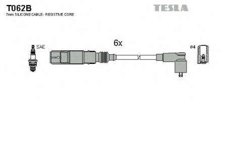 Кабель зажигания, к-кт TESLA Аналог TES T823 Ford Galaxy 2, 8 96-00, VW 2, 8 VR6 92-00 TESLA - T062B (Tesla)