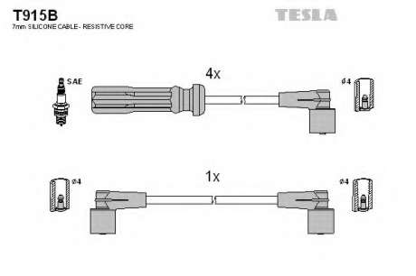 Кабель зажигания, к-кт TESLA Volvo 740, 940, 960 85-98 2, 0; 2, 0 Turbo; 2, 3; 2, 3 Turbo TESLA - T915B (Tesla)
