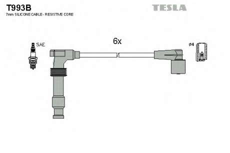 Кабель зажигания, к-кт TESLA Кабель зажигания, к-кт TESLA Opel Vectra B 2. 5i V6 TESLA - T993B (Tesla)