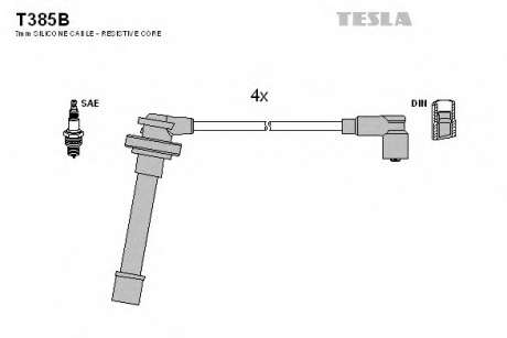 Кабель зажигания, к-кт TESLA Nissan Micra (K11) 1. 0, 1. 3 i 16V 08. 92 - 09. 00 TESLA - T385B (Tesla)