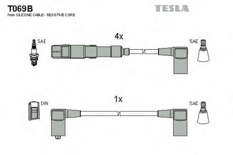 Кабель зажигания, к-кт TESLA Аналог TES T740C Mersedes 80-97 1, 8; 2, 0; 2, 3 TESLA - T069B (Tesla)