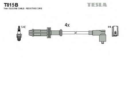 Кабель зажигания, к-кт TESLA Citroen, Peugeot 86- 1, 0; 1, 1; 1, 3; 1, 4; 1, 7 TESLA - T815B (Tesla)