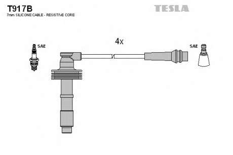 Кабель зажигания, к-кт TESLA Renault, Volvo 95-01 1, 6; 1, 9T; 2, 0; 2, 0T TESLA - T917B (Tesla)