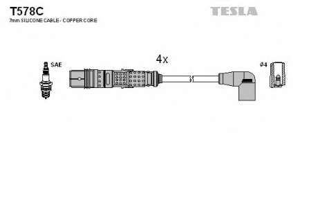 Кабель зажигания, к-кт TESLA Seat, VW Caddy, Lupo, Polo 95- 1, 0; 1, 4 TESLA - T578C (Tesla)