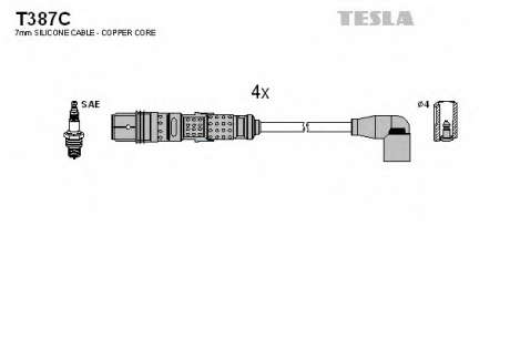 Кабель зажигания, к-кт TESLA Seat Ibiza, Cordoba 1. 6 BAH 04. 03- TESLA - T387C (Tesla)