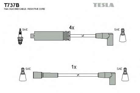 Кабель зажигания, к-кт TESLA Daewoo Espero 91-98 1, 8; 2, 0 TESLA - T737B (Tesla)