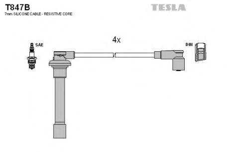 Кабель зажигания, к-кт TESLA Honda 87-01 1, 4; 1, 5; 1, 6; 2, 2 TESLA - T847B (Tesla)