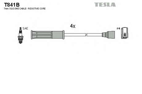 Кабель зажигания, к-кт TESLA Renault 89-05 1, 6; 1, 6e; 1, 6i TESLA - T841B (Tesla)