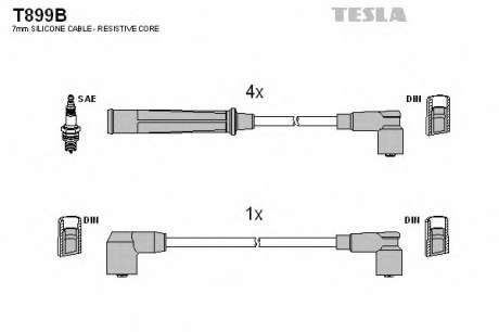 Кабель зажигания, к-кт TESLA Mazda 626 1, 8; 2, 0; 2, 2 87-92 TESLA - T899B (Tesla)