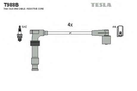Кабель зажигания, к-кт TESLA Opel Frontera A, B 2. 2 98- TESLA - T988B (Tesla)