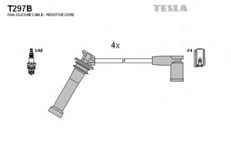 Кабель зажигания, к-кт TESLA Mazda 6 02-1, 8; 2, 0; 2, 3 TESLA - T297B (Tesla)
