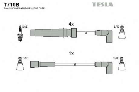 Кабель зажигания, к-кт TESLA Daewoo Nexia 1, 5 93-99 TESLA - T710B (Tesla)