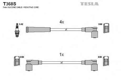 Кабель зажигания, к-кт TESLA Skoda Favorit 1, 3 -92 TESLA - T368S (Tesla)
