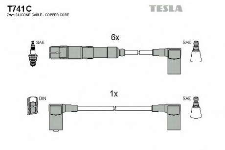 Кабель зажигания, к-кт TESLA Mersedes 85- 2, 6; 3, 0 TESLA - T741C (Tesla)