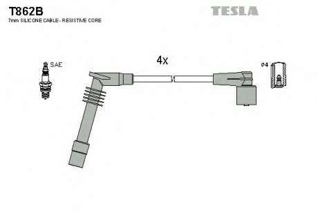 Кабель зажигания, к-кт TESLA Opel Omega 94-02 2. 0 TESLA - T862B (Tesla)