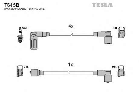 Кабель зажигания, к-кт TESLA Fiat 88-96 1, 4; 1, 6 TESLA - T645B (Tesla)