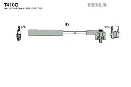 Кабель зажигания, к-кт TESLA Ford 85- 1, 1; 1, 3 TESLA - T410G (Tesla)