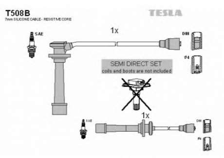 Кабель зажигания, к-кт TESLA Kia 95- 1, 5; 1, 8 TESLA - T508B (Tesla)