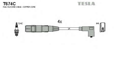 Кабель зажигания, к-кт TESLA VAG 95- 1, 6; 2, 0 TESLA - T674C (Tesla)