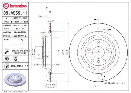 Тормозной диск BREMBO - 09.A959.11