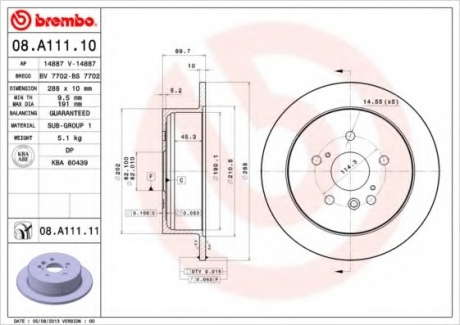 Тормозной диск BM 08. A111. 11 - 08.A111.11 (BREMBO)