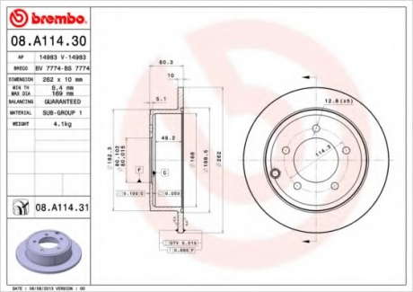 Тормозной диск BM 08. A114. 31 - 08.A114.31 (BREMBO)
