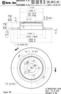 Тормозной диск BM 08. A612. 41 - 08.A612.41 (BREMBO)