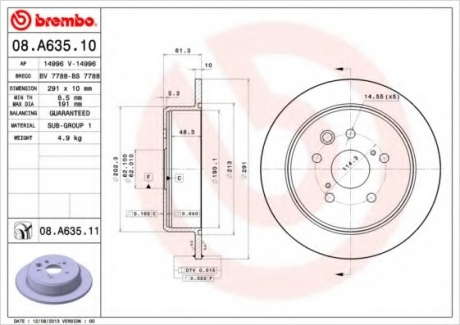 Тормозной диск BM 08. A635. 11 - 08.A635.11 (BREMBO)