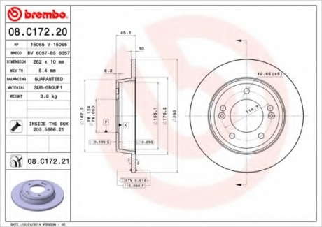 Тормозной диск BM 08. C172. 21 - 08.C172.21 (BREMBO)