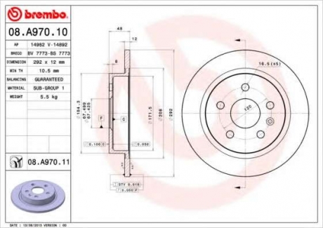 Тормозной диск BM 08. A970. 11 - 08.A970.11 (BREMBO)