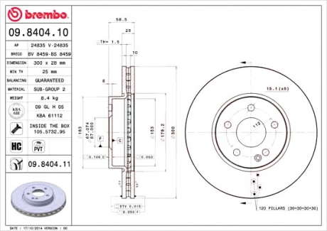Тормозной диск BM 09. 8404. 11 - 09.8404.11 (BREMBO)
