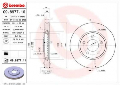 Тормозной диск BM 09. 8977. 11 - 09.8977.11 (BREMBO)