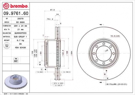 Тормозной диск BM 09. 9761. 60 - 09.9761.60 (BREMBO)