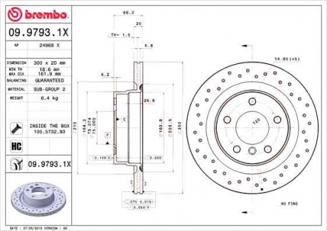 Тормозной диск BM 09. 9793. 1X - 09.9793.1X (BREMBO)