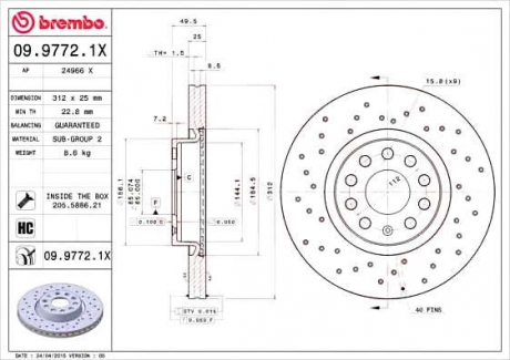 Тормозной диск BM 09. 9772. 1X - 09.9772.1X (BREMBO)