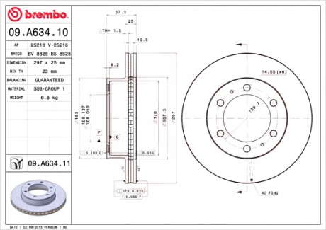 Тормозной диск BM 09. A634. 11 - 09.A634.11 (BREMBO)