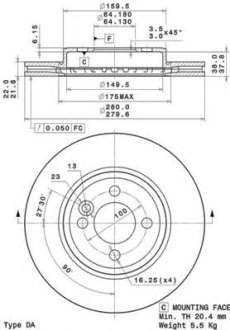 Тормозной диск BM 09. A761. 11 - 09.A761.11 (BREMBO)